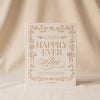 Embroidered photo album Happily Ever After by Printworks shown open on a natural cotton backdrop