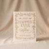 Embroidered photo album Happily Ever After by Printworks on a natural cotton backdrop
