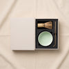 Matcha tools by Cafe Kitsune and Printworks tools shown arranged on a natural cotton backdrop