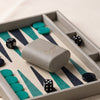 Reverra leather backgammon set by Printworks detail of the playing surface