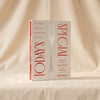 Todays Special recipe book by Printworks standing on a natural cotton backdrop