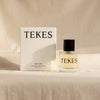 Yafo Suede eau de parfum by TEKES on a natural cotton backdrop