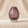Milano cut and frosted vase in purple by Zodax on a natural cotton backdrop