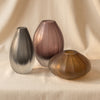 Milano cut and frosted vase in smoke by Zodax alternate view on a natural cotton backdrop